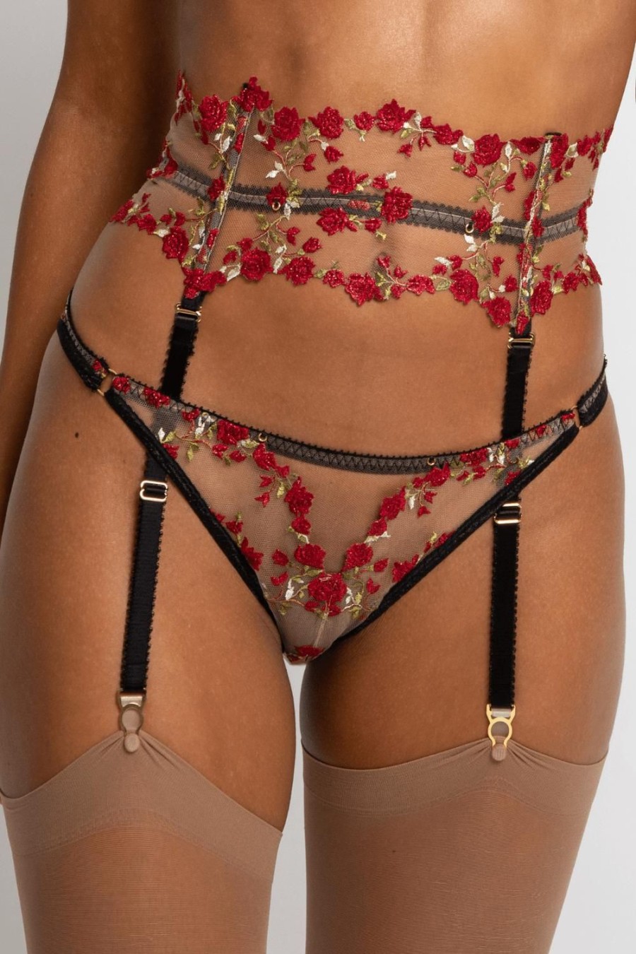 Lingerie Edge o' Beyond Waist Cinchers | Charlotte En Rouge Brilliant Waspie Red Rose