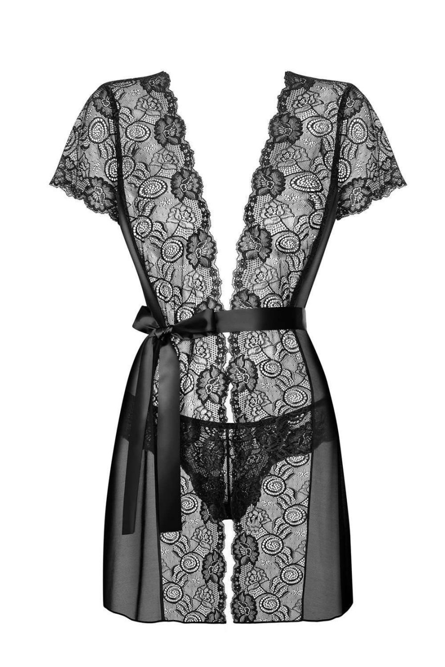 Lingerie Obsessive 2 Piece Sets | Alluria Robe & Thong Black