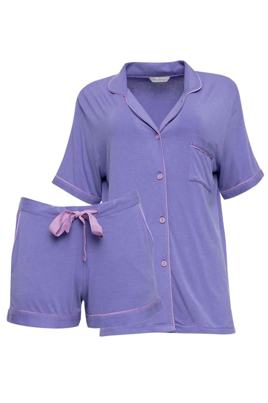 Lingerie Cyberjammies Lingerie Sets | Camila Revere Jersey Shorty Set Lilac