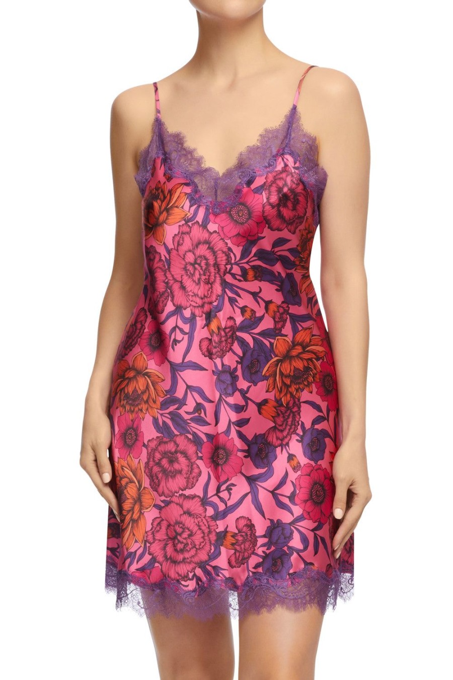 Nightwear Sainted Sisters | Scarlett Silk Chemise Sunset Flowers