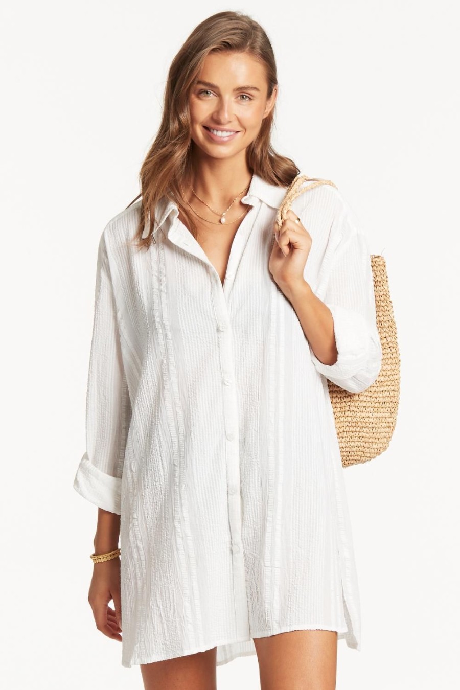 Swimwear Sea Level | Heatwave Cover Up Shirt White