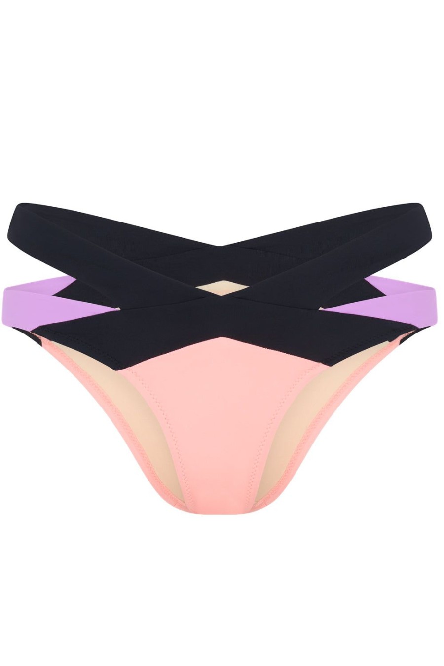 Swimwear Agent Provocateur | Mazzy Bikini Bottom Black/Coral/Neon Lilac