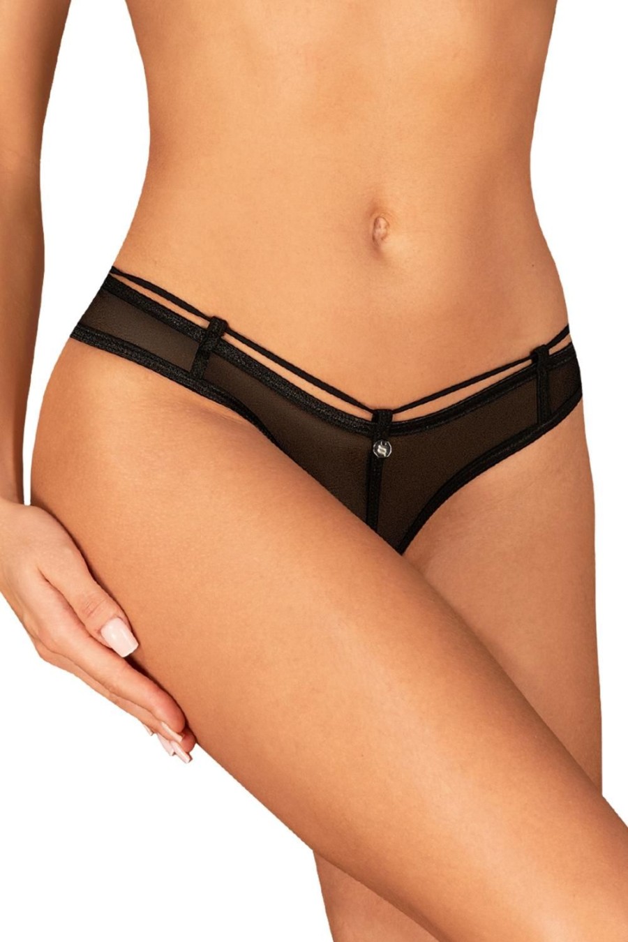 Lingerie Obsessive Crotchless Lingerie | Roxelia Crotchless Thong Black