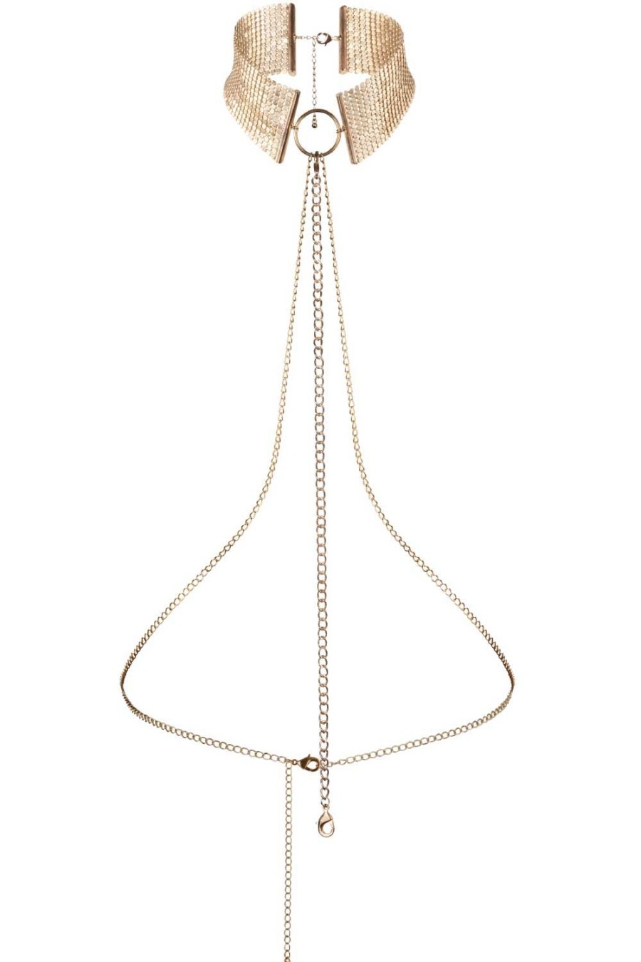 Pleasure Bijoux Indiscrets | Desir Metallique Metallic Mesh Chain Collar Gold