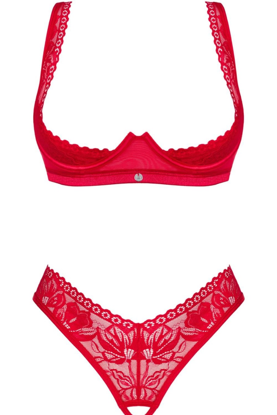 Lingerie Obsessive Lingerie Sets | Lacelove Open Bra & Thong Red