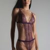 Lingerie Maison Close Bodysuits & Playsuits | Villa Satine Thong Bodysuit Purple