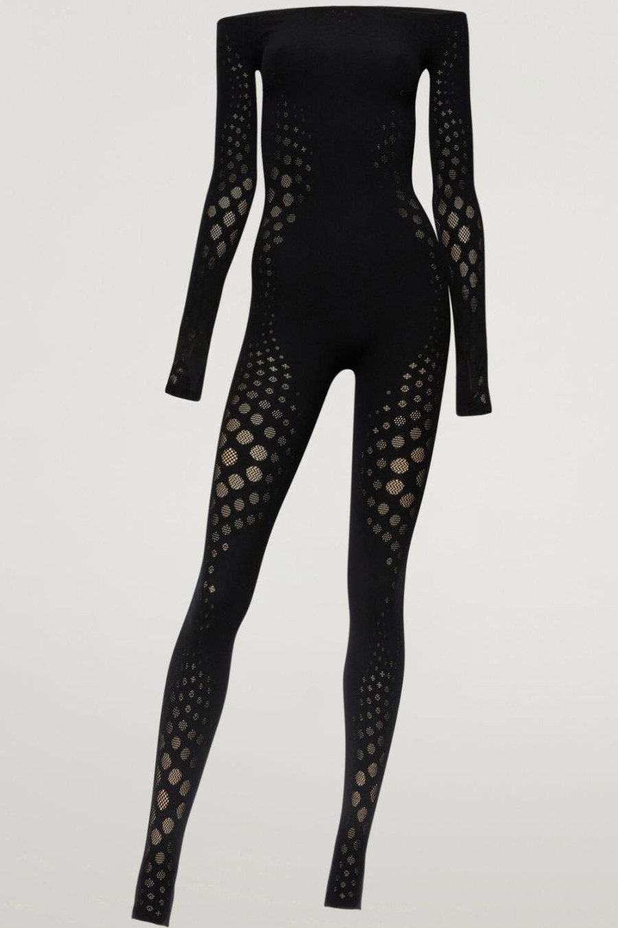 Lingerie Wolford Catsuits | Dots Illusion Net Jumpsuit Black