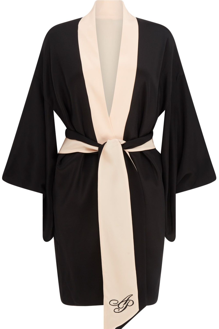 Nightwear Agent Provocateur | Kiki Silk Kimono, Size M-L (Uk 14-18) Black/Pink