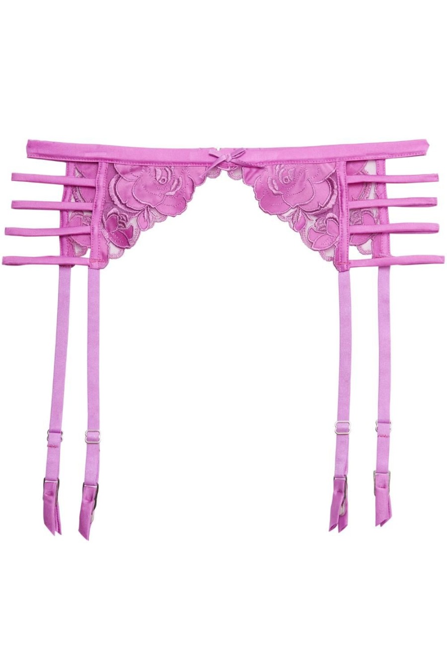 Lingerie Fleur Du Mal Suspender Belts | Rose Logo Embroidery Suspender Pink Iris