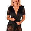 Nightwear Obsessive | Maderris Satin Peignoir Black