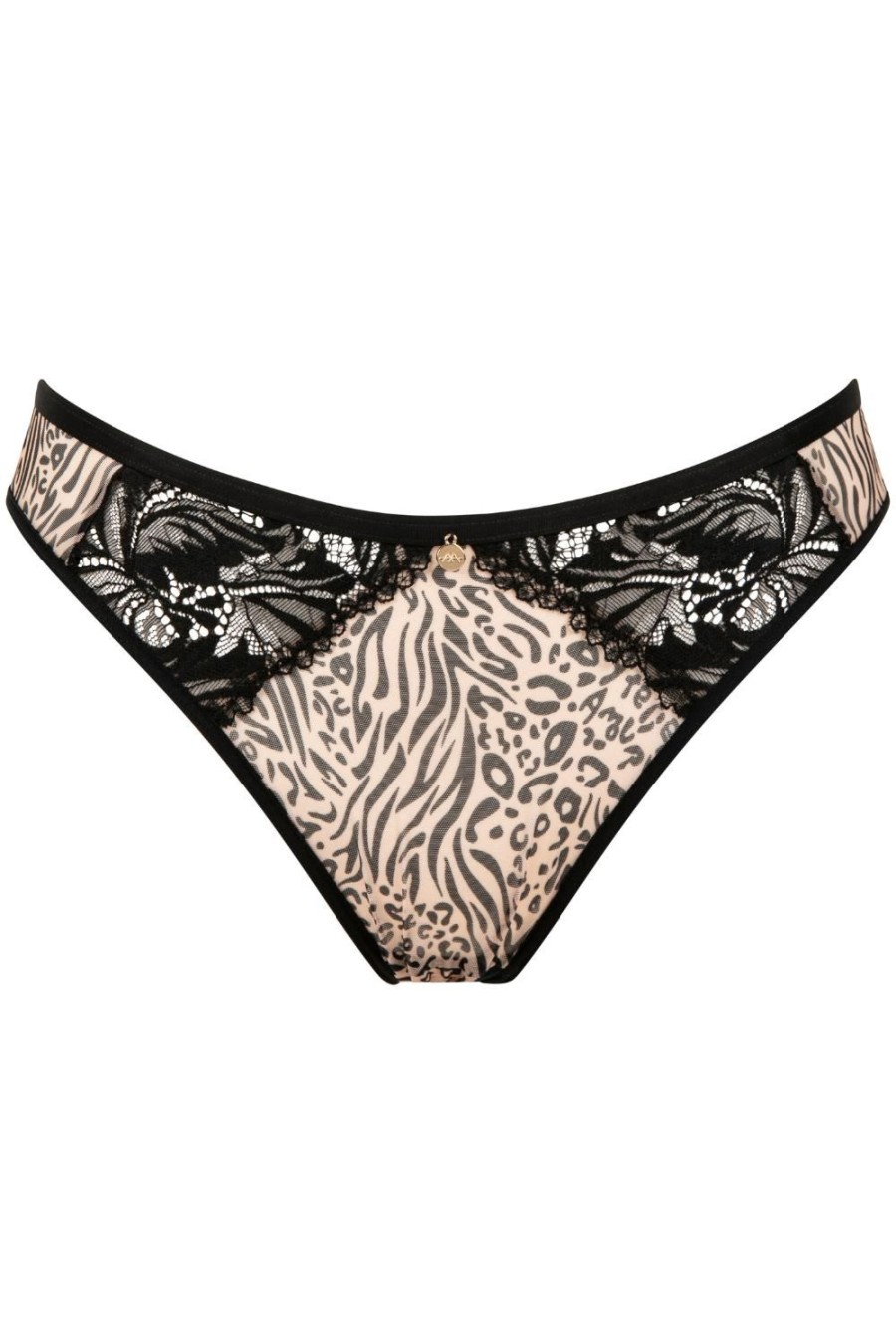 Lingerie Atelier Amour Crotchless Lingerie | Caresse Feline Open Brief Black