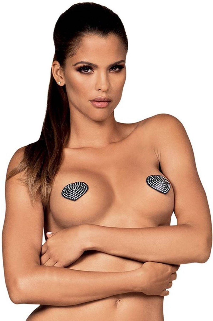 Accessories Obsessive Nipple Covers & Pasties | A750 Crystal Heart Nipple Covers Black