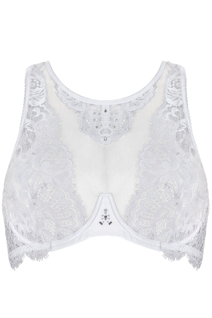 Bras Prelude | Marlene Fantasy Bra With Swarovski Crystals, Size Uk 32C White