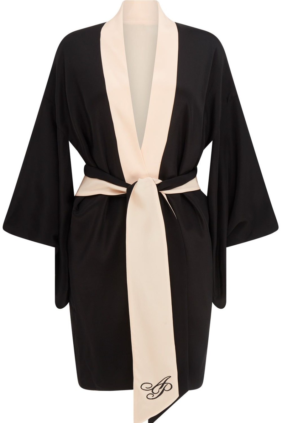 Nightwear Agent Provocateur | Kiki Silk Kimono, Size M-L (Uk 14-18) Black/Pink