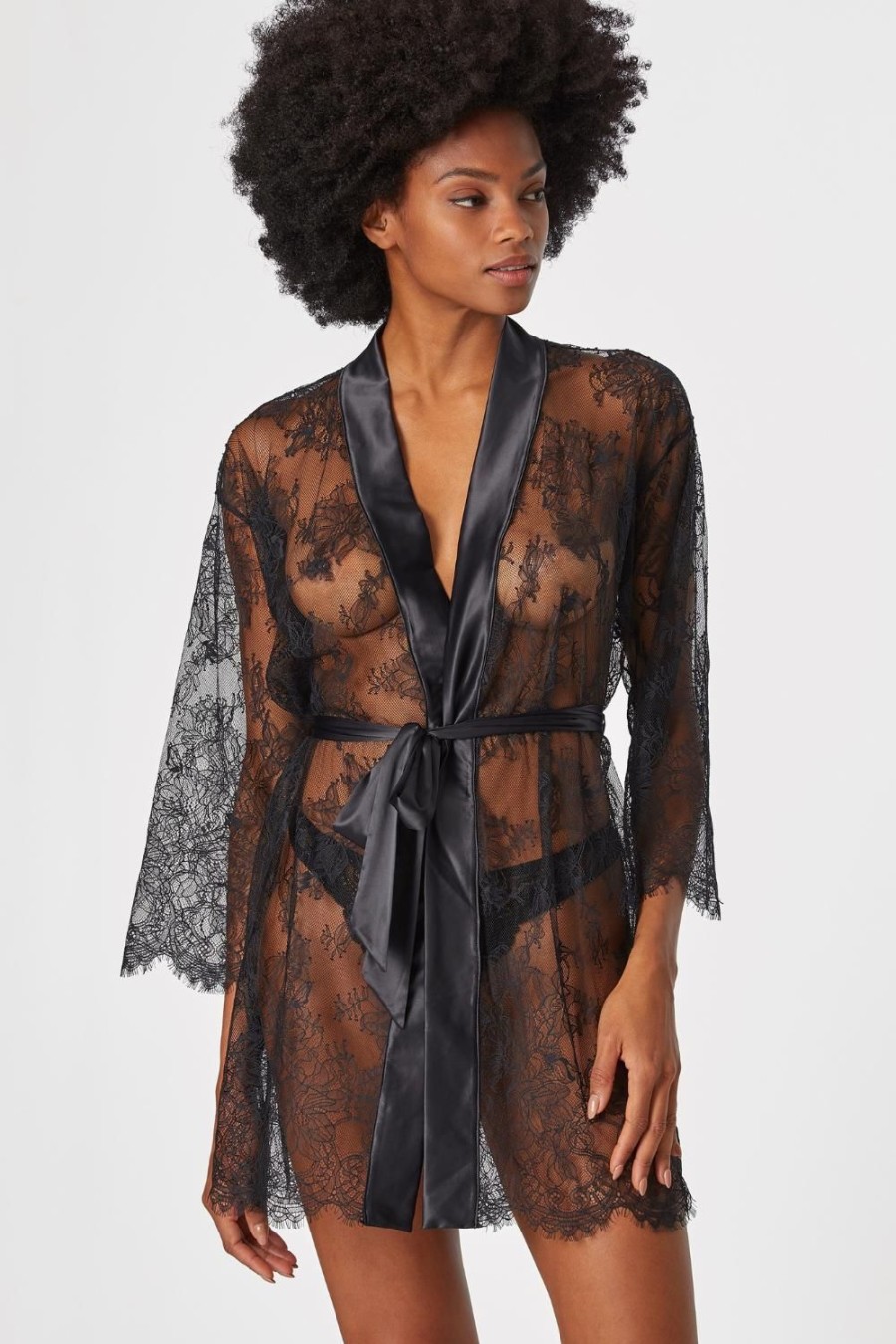 Nightwear Aubade | Histoire D'Un Soir Kimono Black