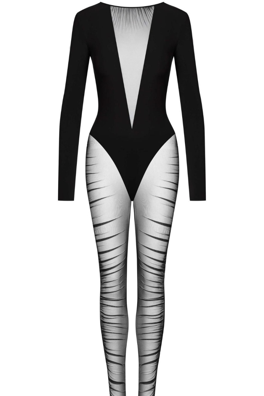 Lingerie Maison Close Catsuits | Nuit Fauve Long Sleeve Catsuit Black