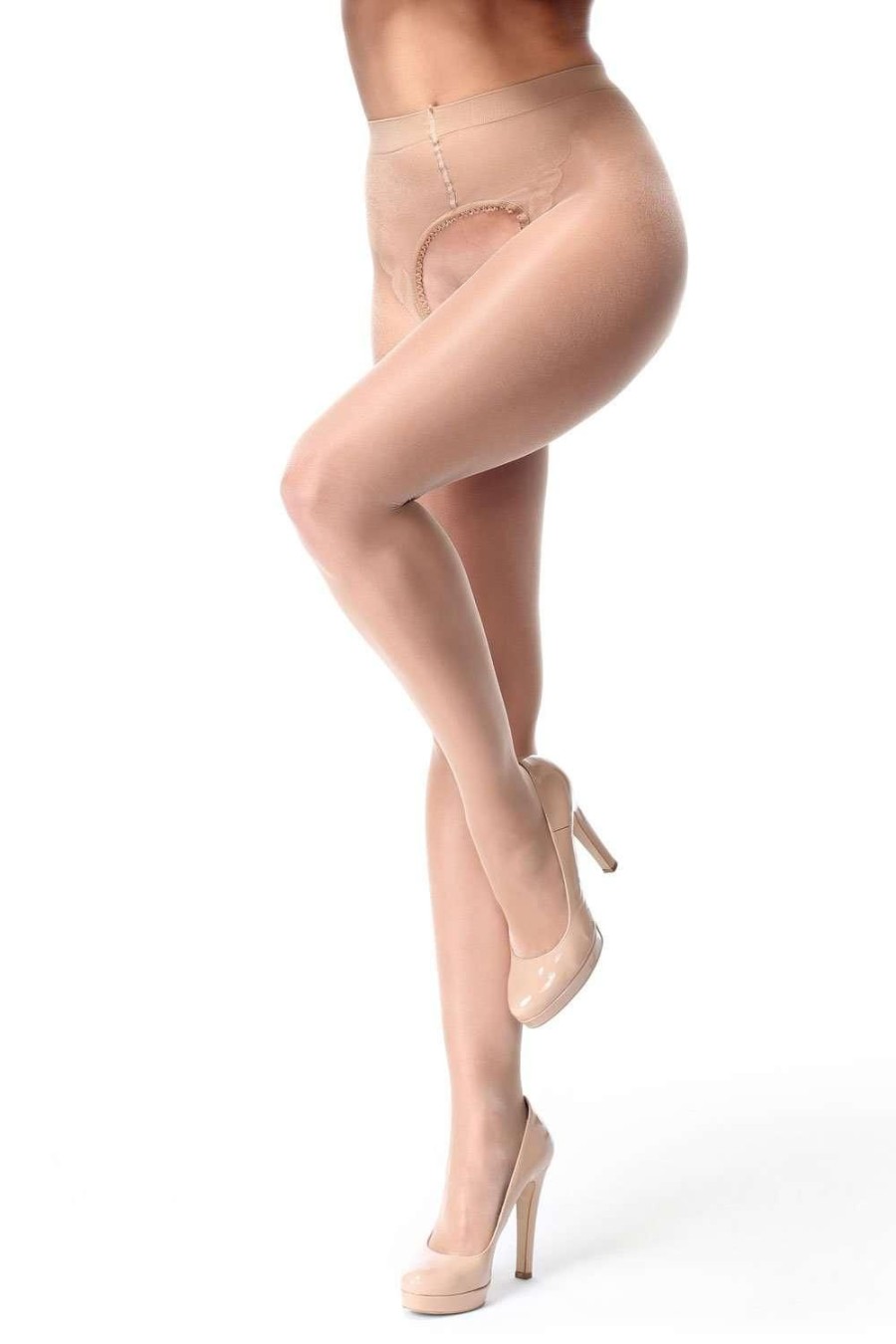 Hosiery Miss O Crotchless Tights | Open Crotch Tights 20 Denier Nude