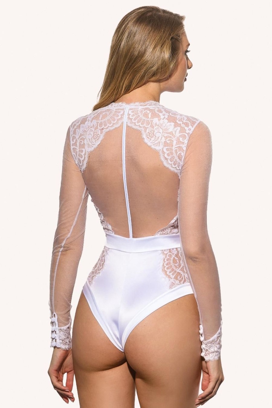 Lingerie Prelude Bodysuits & Playsuits | Marlene Brazilian Body With Swarovski Crystals White