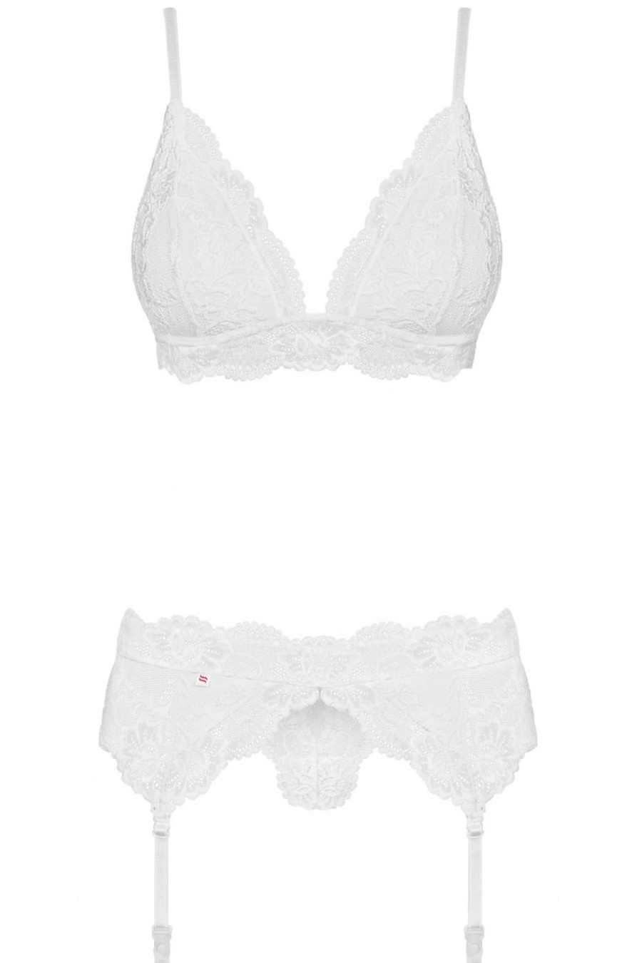 Lingerie Obsessive 3 Piece Sets | 810 Bra, Thong & Garter Belt White