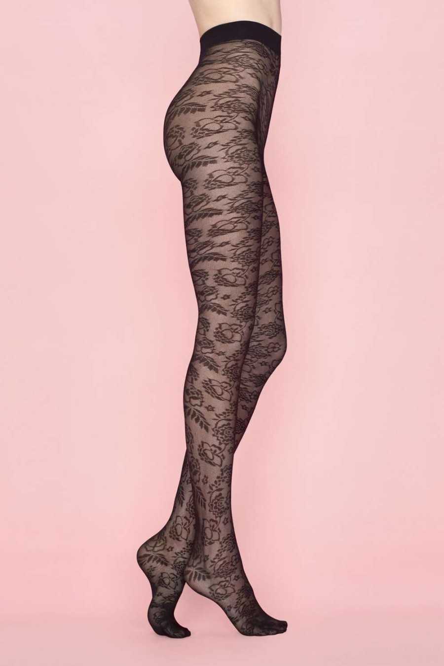 Hosiery FiORE Patterned Tights | Secret Garden Tights 40 Denier Black