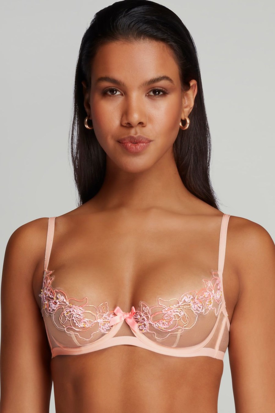 Bras Agent Provocateur | Lindie Demi Cup Plunge Underwired Bra Baby Pink/Orange