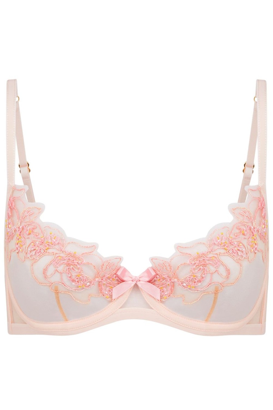 Bras Agent Provocateur | Lindie Demi Cup Plunge Underwired Bra Baby Pink/Orange