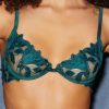 Bras Fleur Du Mal | Lily Embroidery Plunge Demi Bra Evergreen