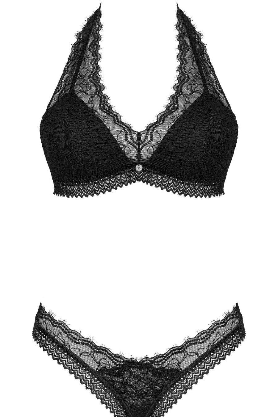 Lingerie Obsessive 2 Piece Sets | Medilla Halterneck Bra & Thong Black