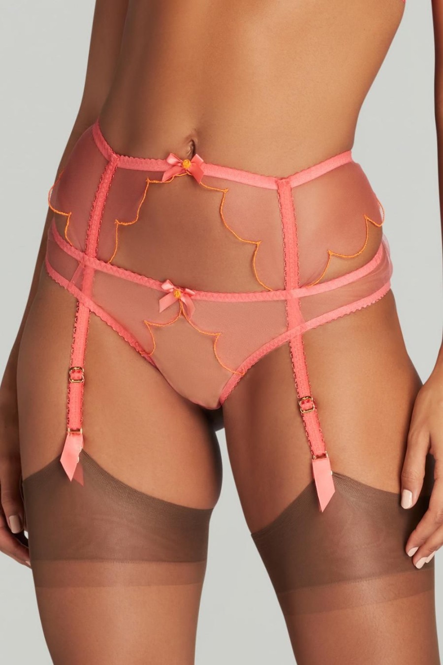 Lingerie Agent Provocateur Suspender Belts | Lorna Suspender Coral/Orange