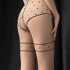 Hosiery FiORE Patterned Tights | Sensual Starlight Crotchless Tights 20 Denier Nude/Black