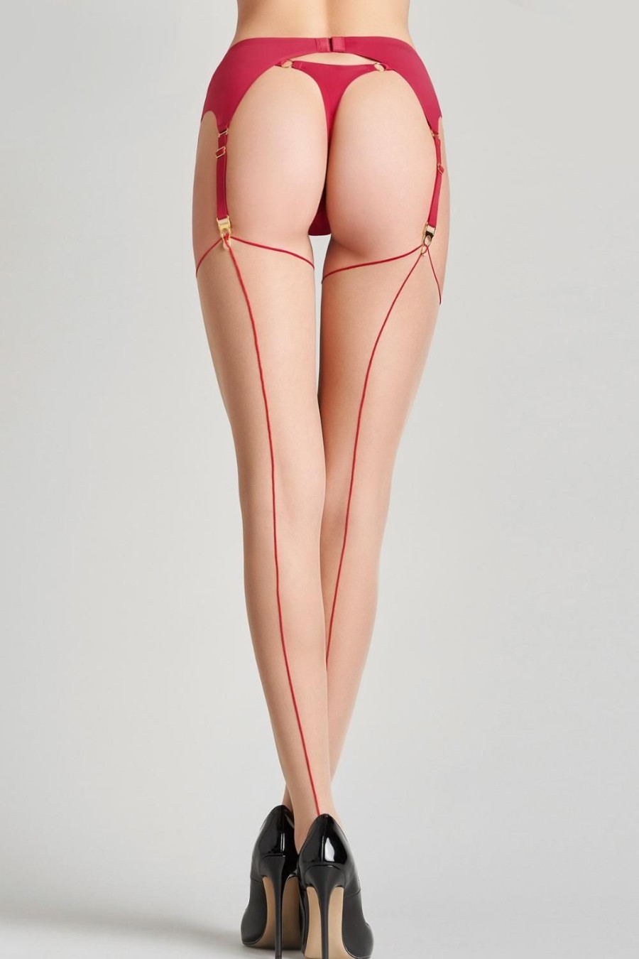 Hosiery Maison Close Seamed Stockings | Cut & Curled Seamed Stockings Nude/Red