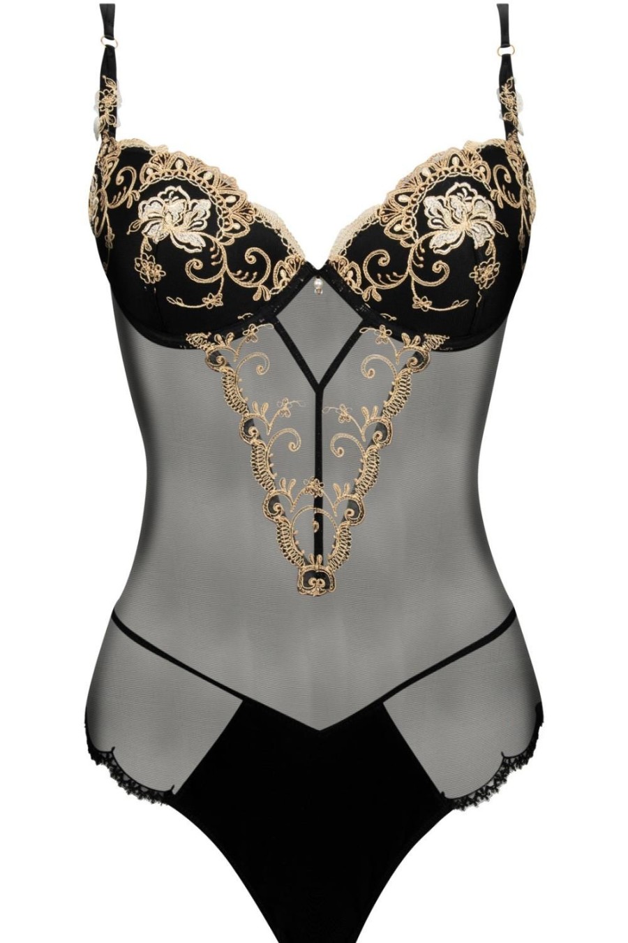 Lingerie Lise Charmel Bodysuits & Playsuits | Deesse En Glam Bodysuit Black/Gold