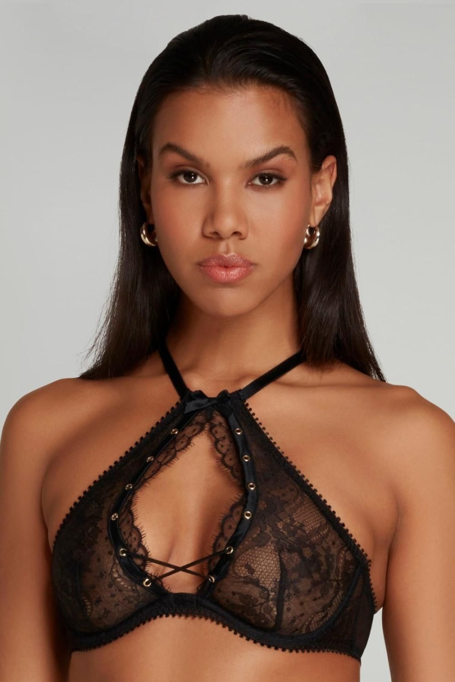 Lingerie Agent Provocateur Sheer Lingerie | Vallentina High Neck Underwired Bra Black