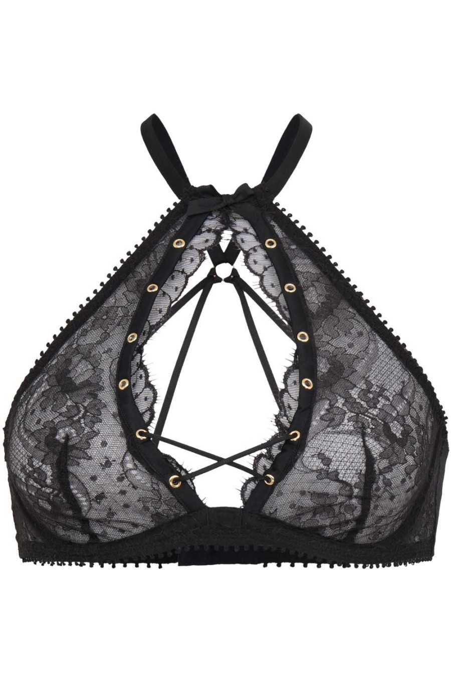 Lingerie Agent Provocateur Sheer Lingerie | Vallentina High Neck Underwired Bra Black