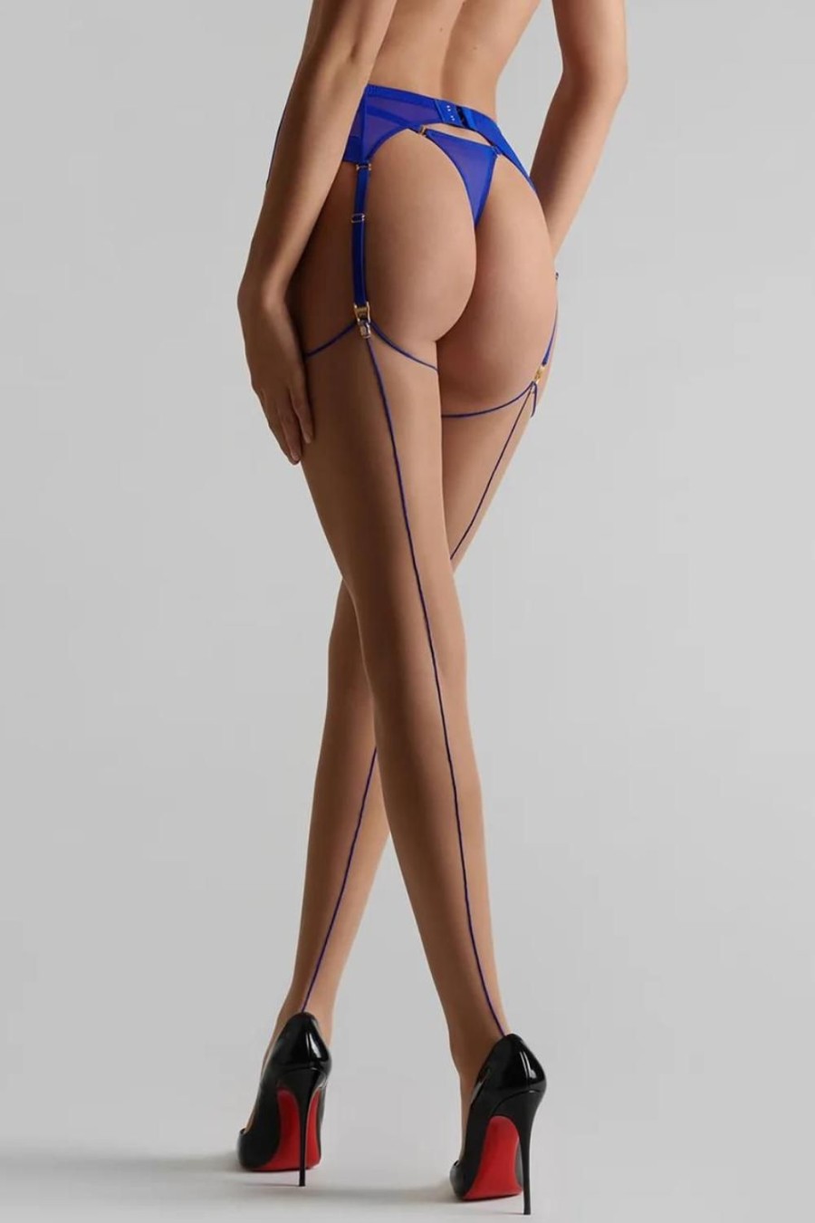 Hosiery Maison Close Seamed Stockings | Cut & Curled Seamed Stockings Nude/Blue