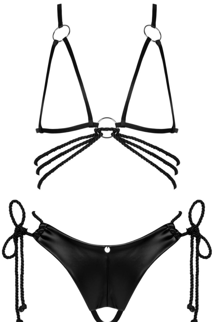 Lingerie Obsessive 2 Piece Sets | Cordellis Open Bra & Crotchless Thong Black