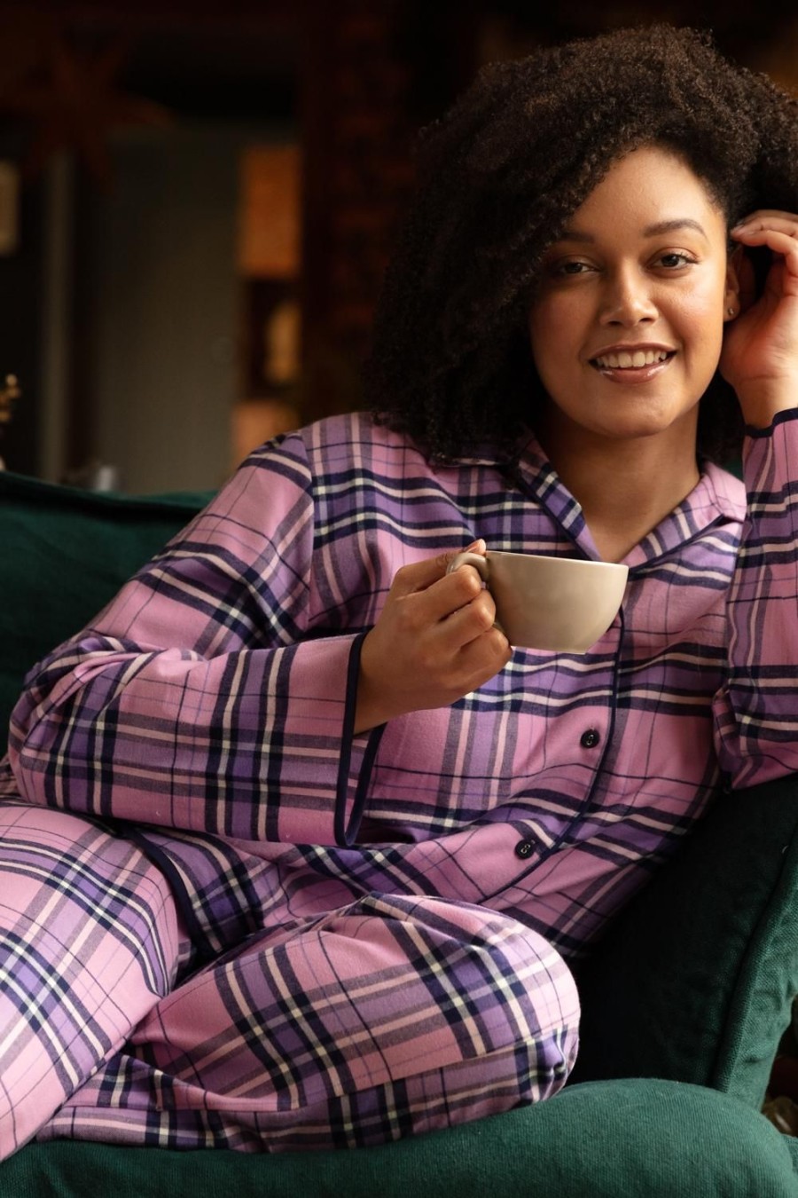 Nightwear Cyberjammies | Violet Check Pyjama Top & Pants