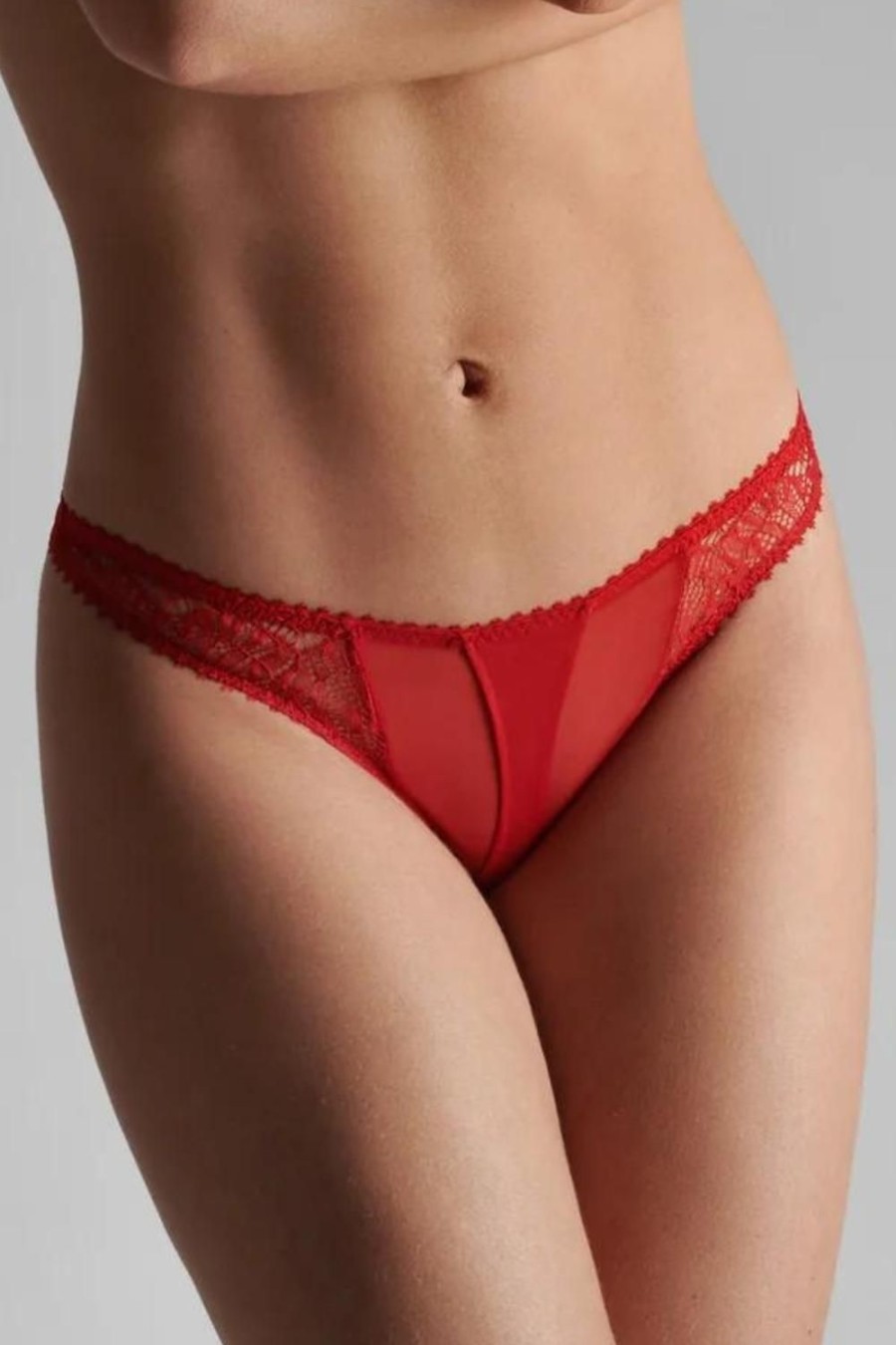 Lingerie Maison Close Sheer Lingerie | Accroche Coeur Openable Thong Red