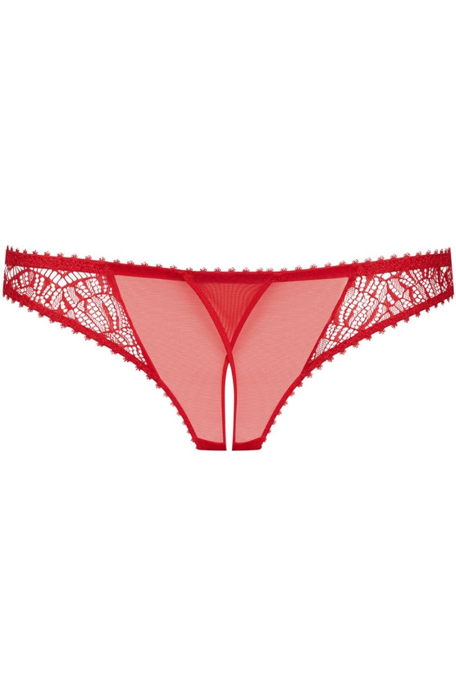 Lingerie Maison Close Sheer Lingerie | Accroche Coeur Openable Thong Red