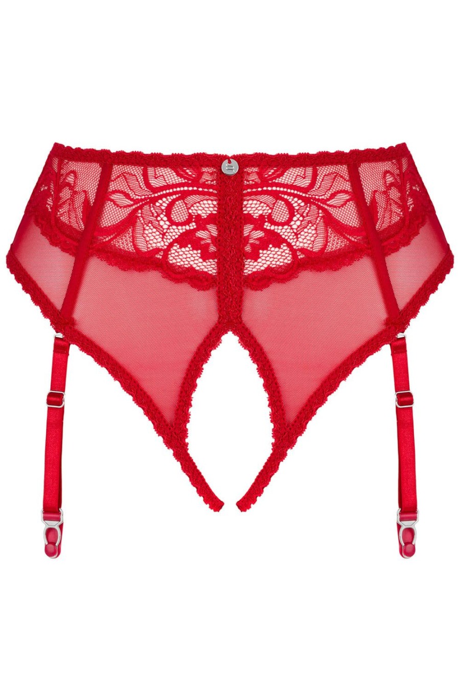 Lingerie Obsessive Crotchless Lingerie | Dagmarie Crotchless Suspender Brief Red