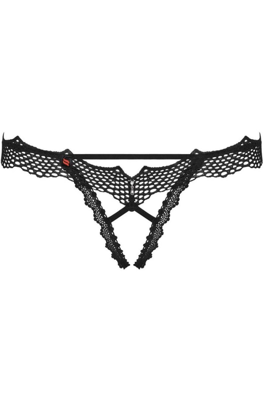 Lingerie Obsessive Ouvert Knickers | Bravelle Crotchless Thong Black