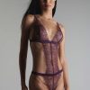 Lingerie Maison Close Sheer Lingerie | Villa Satine Thong Bodysuit Purple