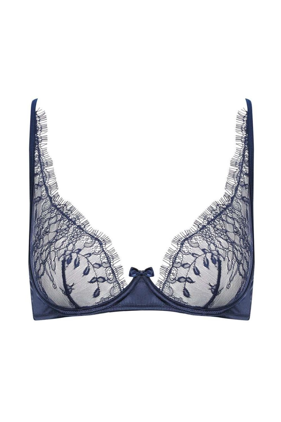 Lingerie Maison Close Sheer Lingerie | Villa Satine Wire Bra Navy Blue