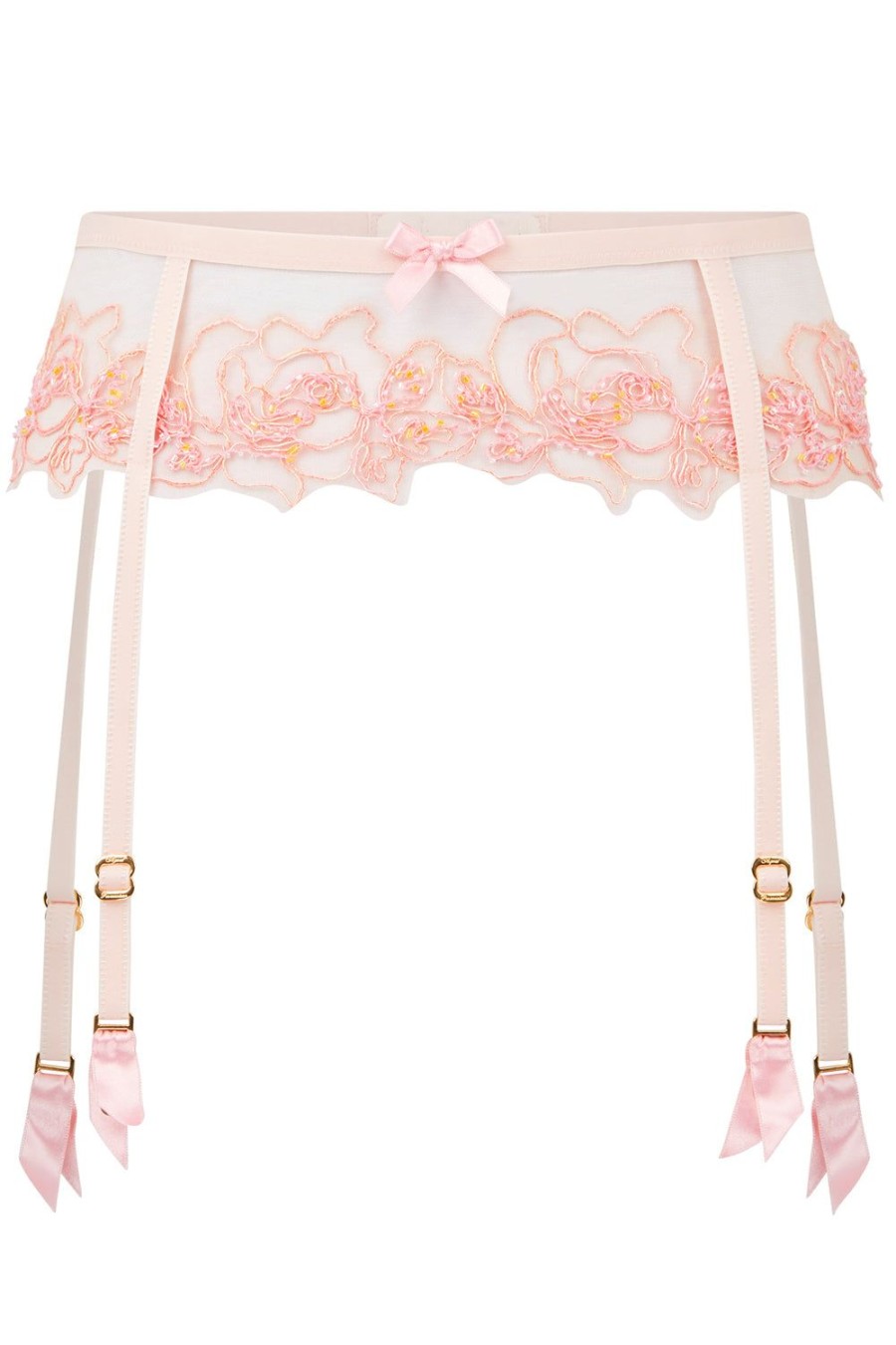 Lingerie Agent Provocateur Suspender Belts | Lindie Suspender, Size 4 (Uk 12) Baby Pink/Orange