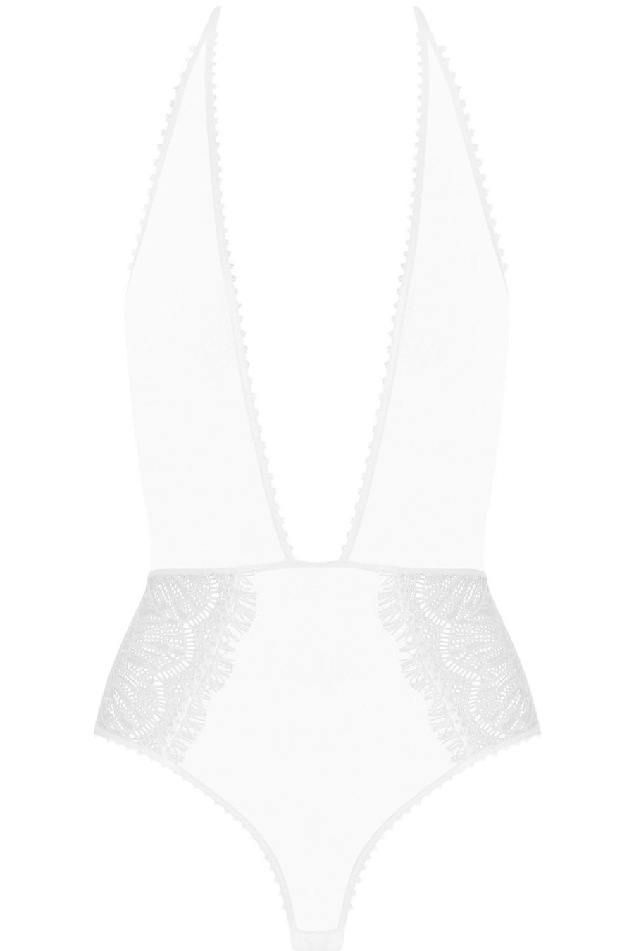 Lingerie Maison Close Sheer Lingerie | Accroche Coeur Thong Bodysuit White