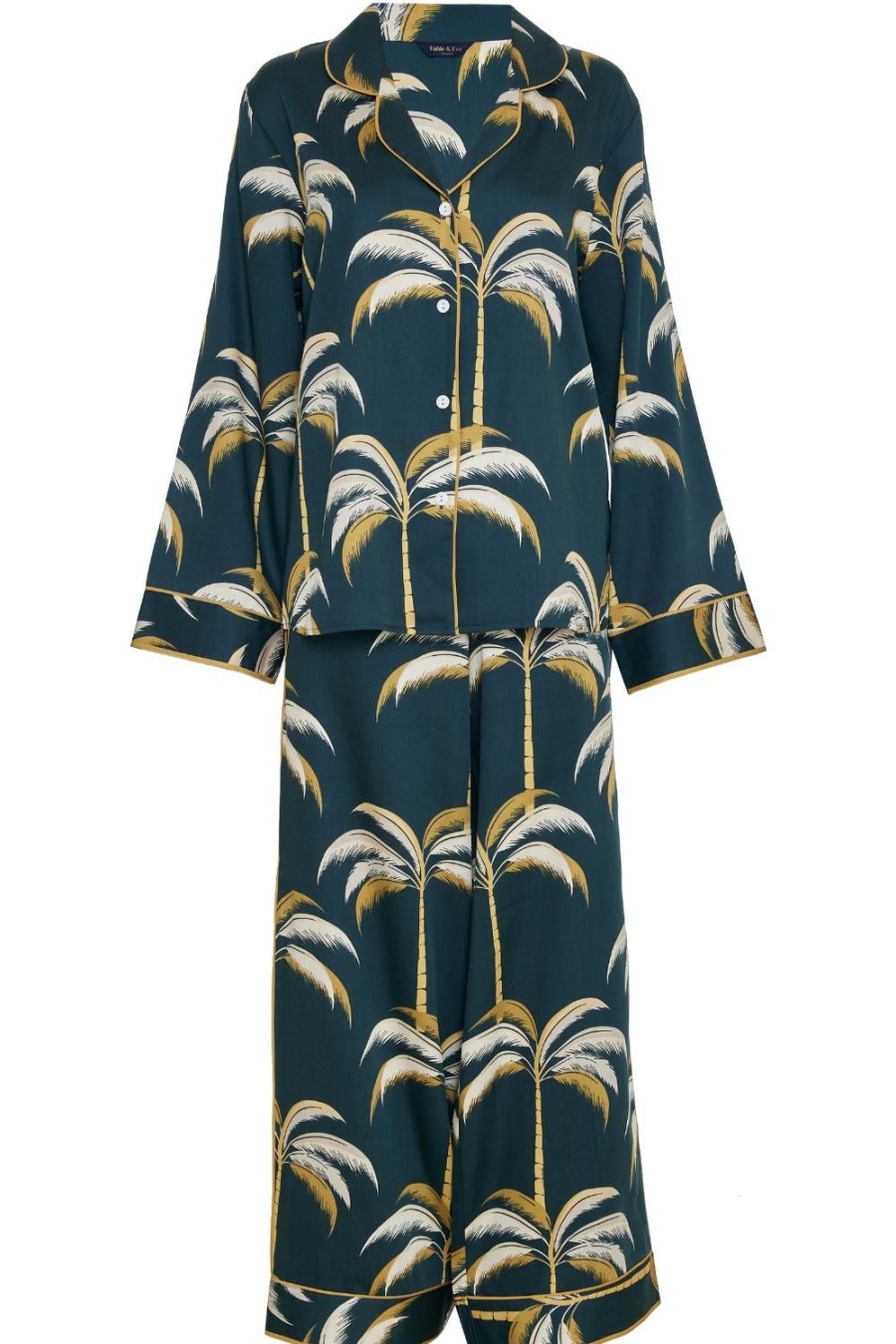 Lingerie Fable & Eve 2 Piece Sets | Pimlico Palm Print Pyjama Set Emerald Green