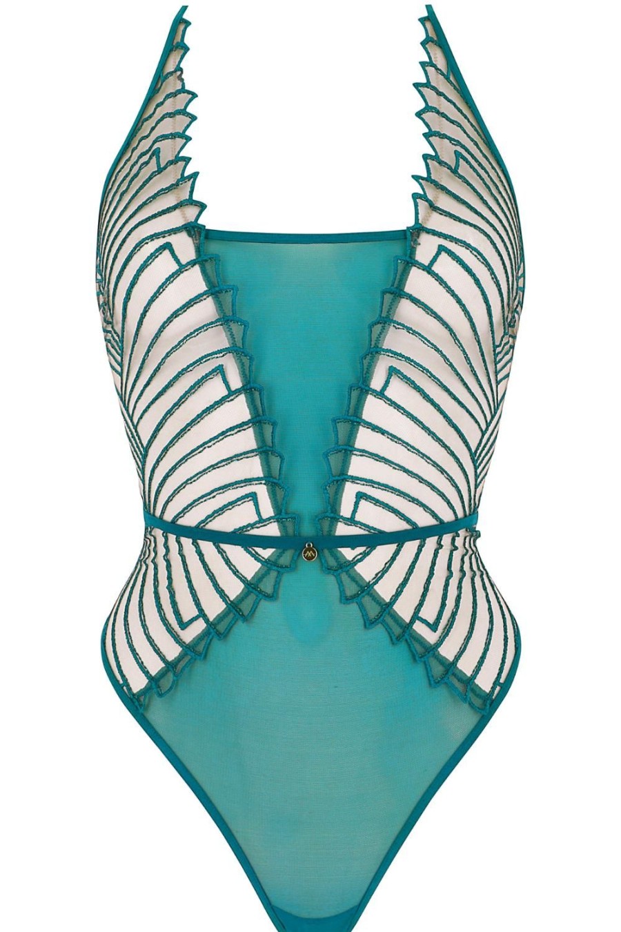 Lingerie Atelier Amour Crotchless Lingerie | Cosmic Dream Thong Bodysuit Lagoon