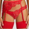 Lingerie Coco de Mer Open Back Knickers | Marella Open Suspender Knicker Red