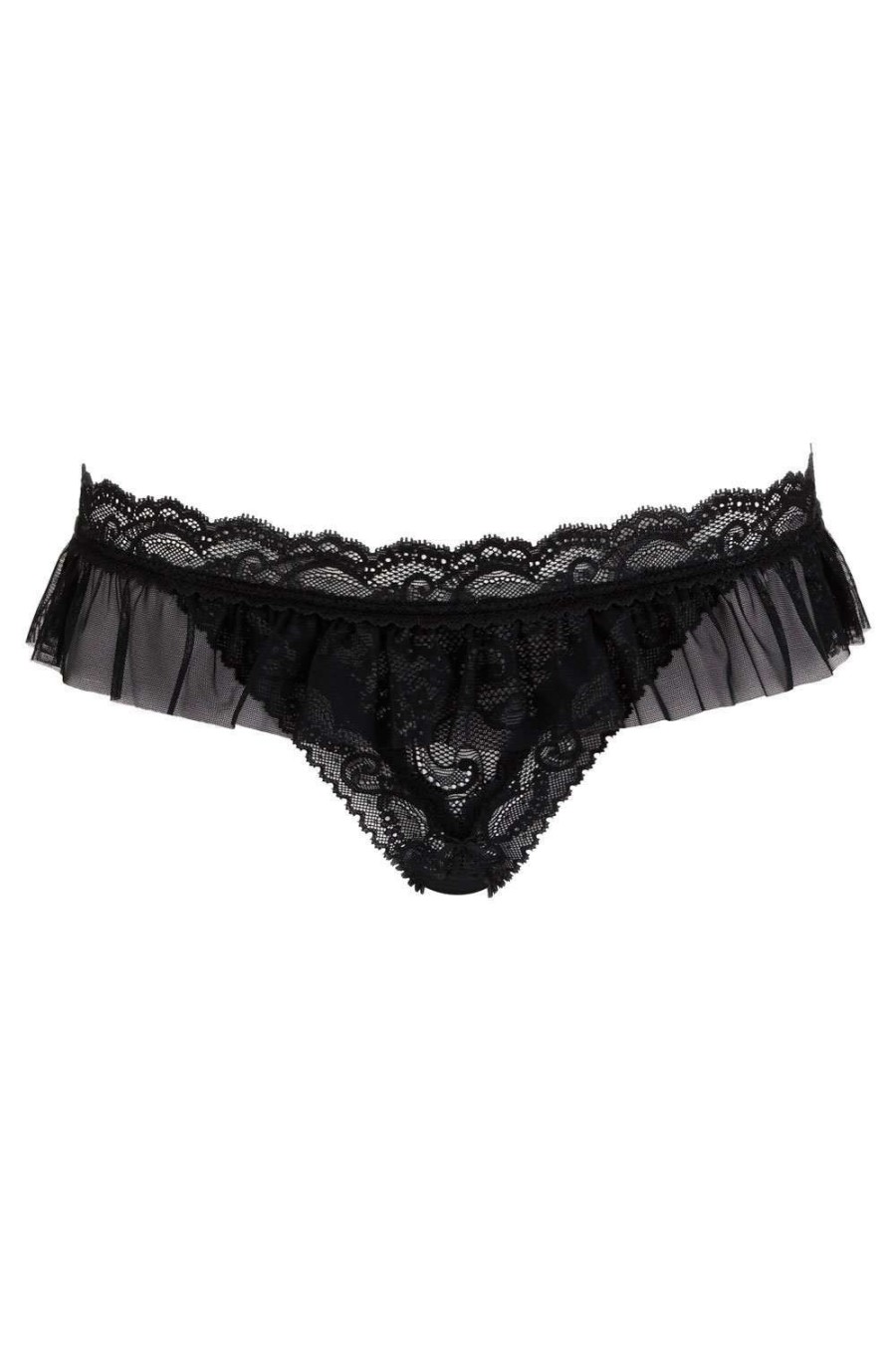 Lingerie Aubade Sheer Lingerie | Boites A Desir Open Up Thong Black