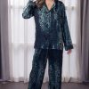 Nightwear Sainted Sisters | Sienna Satin Pyjama Set Teal Animal